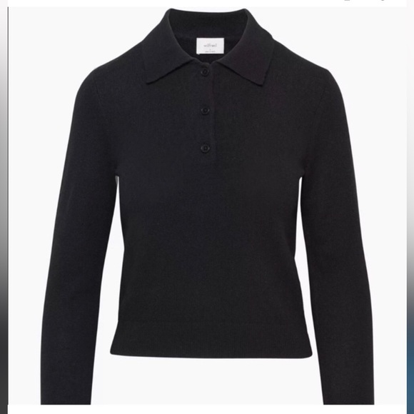 Aritzia Sweaters - Aritzia Black Long Sleeve Polo Sweater
